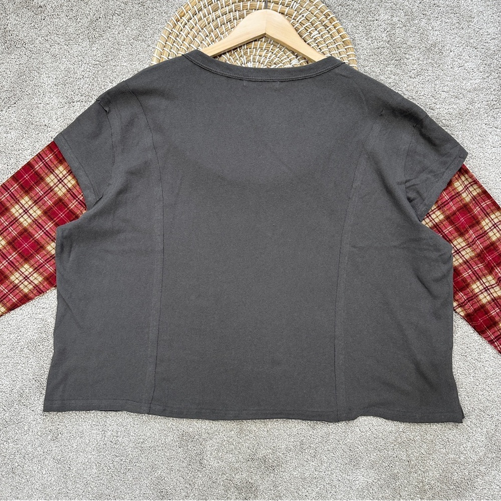 SOLD | Natural Life Penny Layered Knee Tee Top Longsleeve Boho in Charcoal Multi - Picture 8 of 14